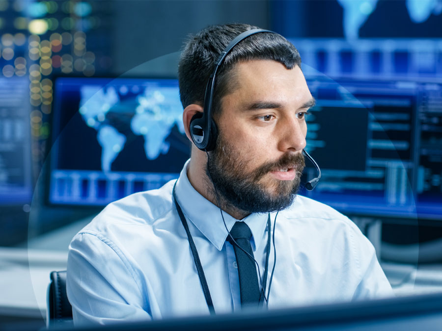 technical support in a call center with data security for handling outsourcing issues