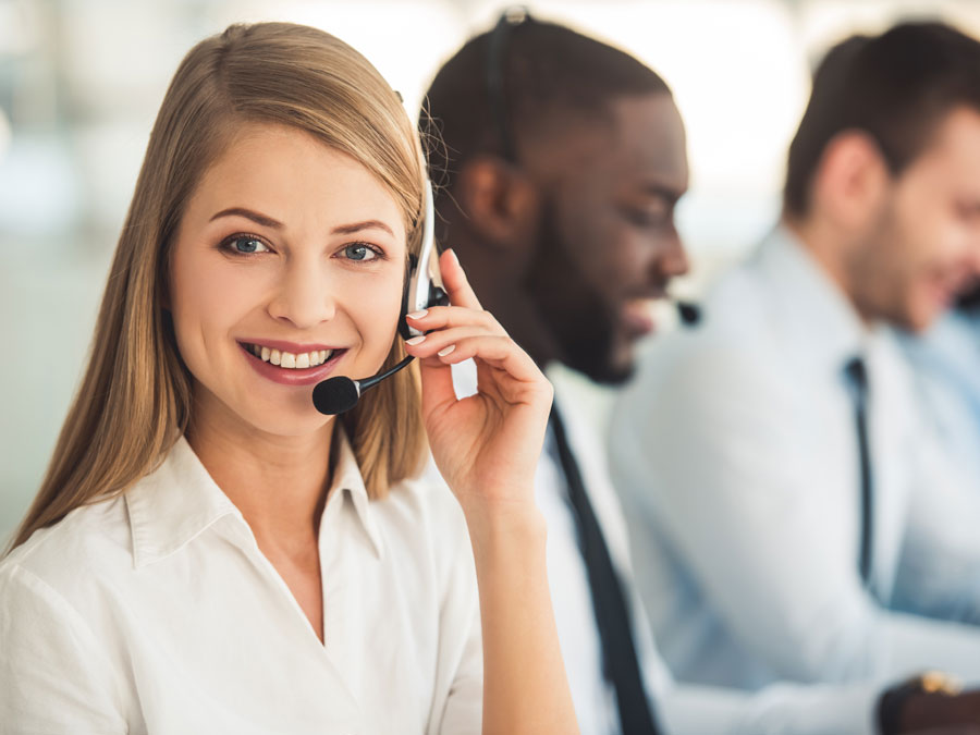 multilingual customer service team speaking to customers in call center