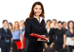female-call-center-agent-group-of-agents-background