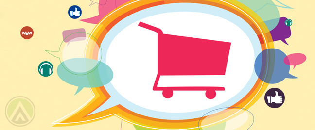 Social-conversation-word-balloon-shopping-cart