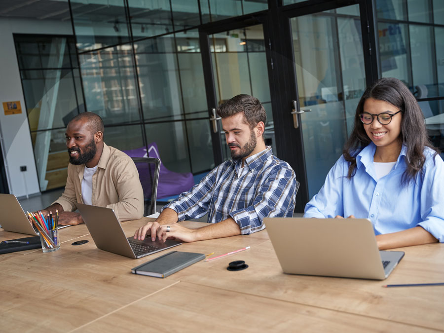 customer service on social media customer support team working in outsourcing CX call center using laptop work