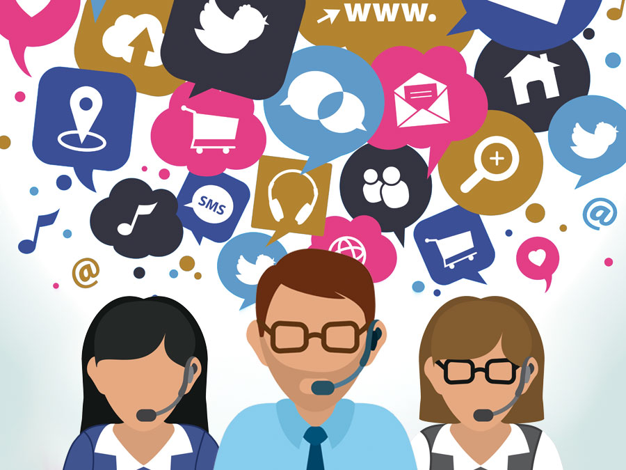 call center agents on customer service social media