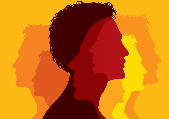 customer service on social media depiction silhouette of people in yellow orange red on overlapping