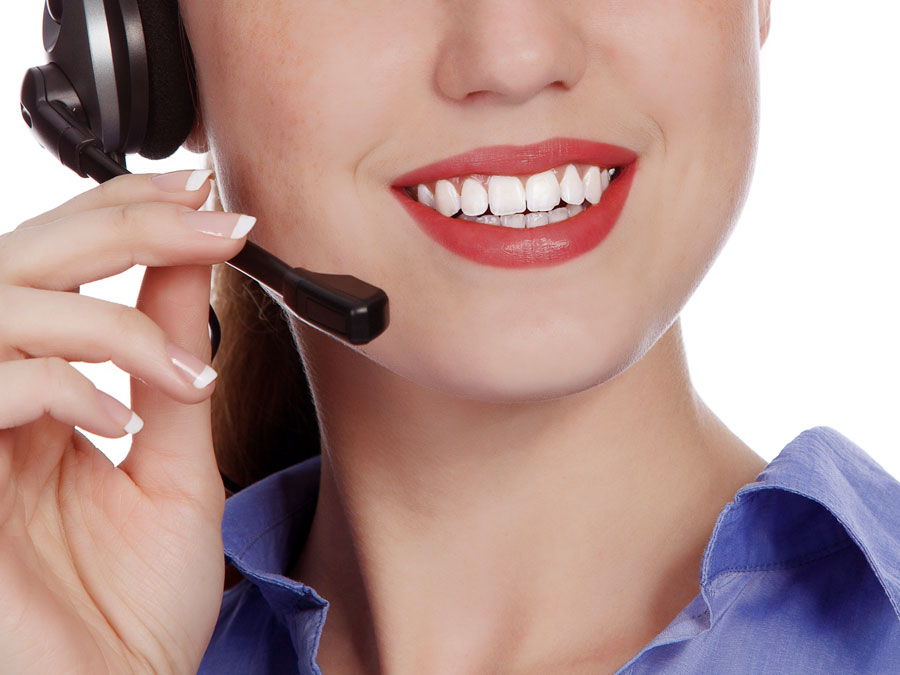 close up mouth call center agent