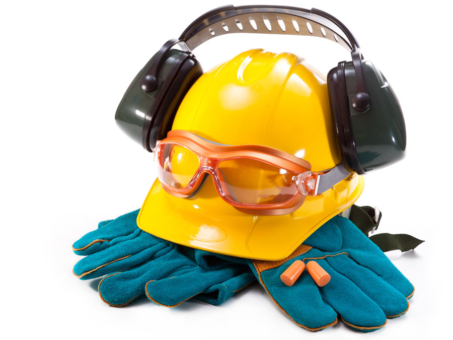 hard hat gloves headset 