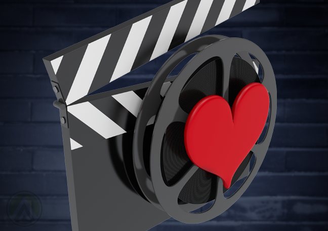 chalk-movie-production-clapper-with-heart-in-blue-brick-background