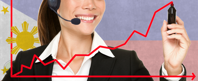 female-call-center-agent-smiling-widely-while-drawing-a-rising-arrow-in-a-business-chart-with-philippine-flag-backdrop