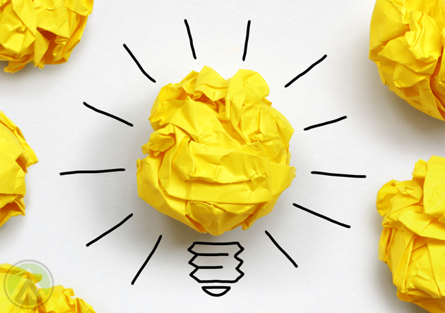 crumpled-yellow-paper-as-lightbulbs