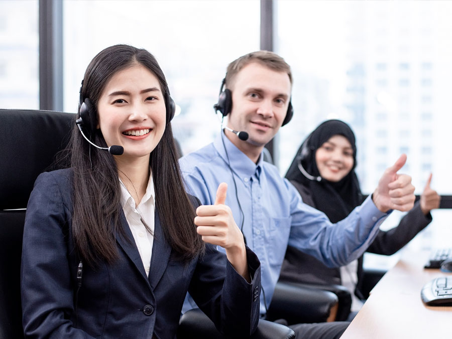 diverse multilingual call center team