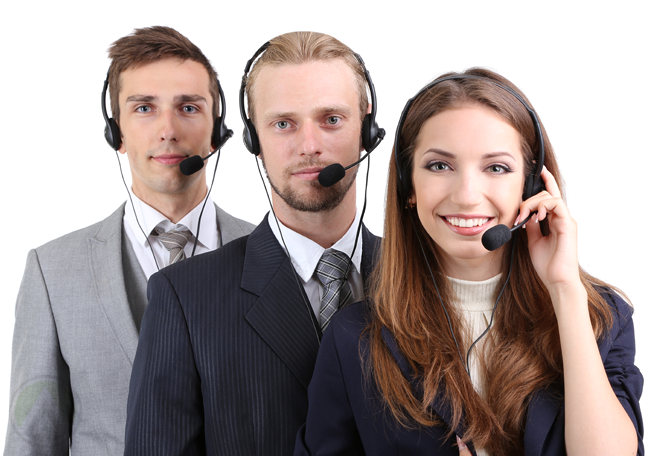 smiling-business-team-on-customer-service-calls