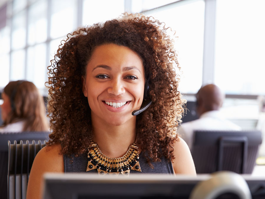 warm smiles from a customer support agent in a call center