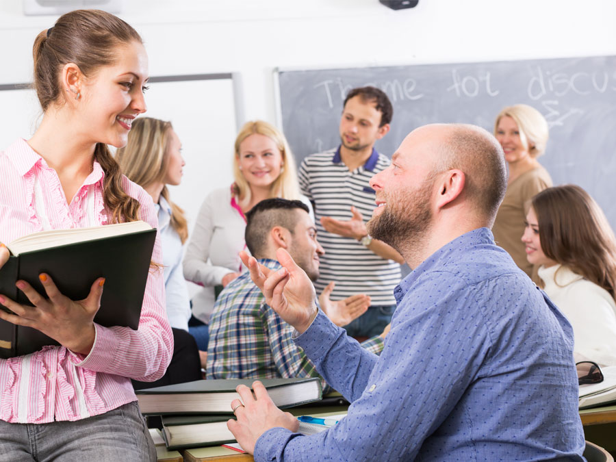 customer service trainees in classroom