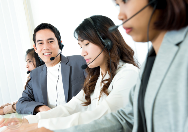 Asian-call-center-team