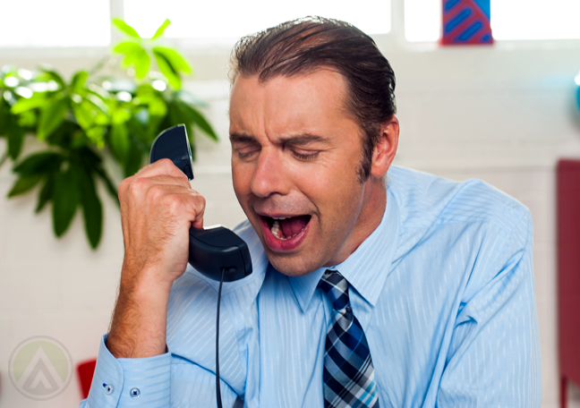 frustrated businessman phone call