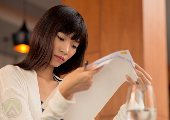 businesswoman reading report