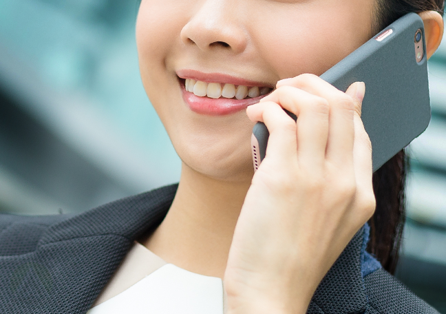 close up woman on call smartphone