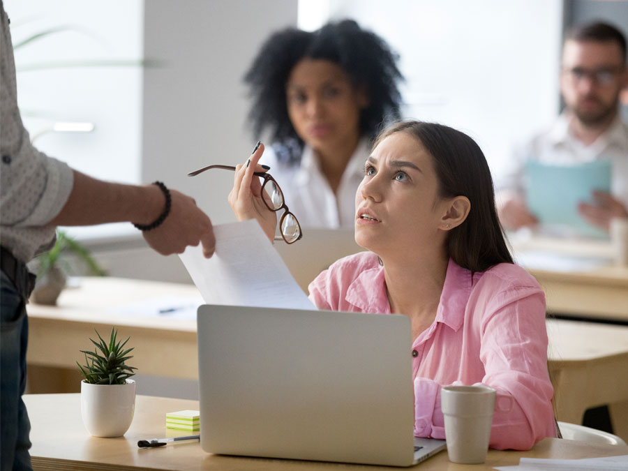 employee confused with paper during training