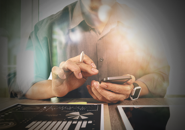 businessman using tablet smartphone