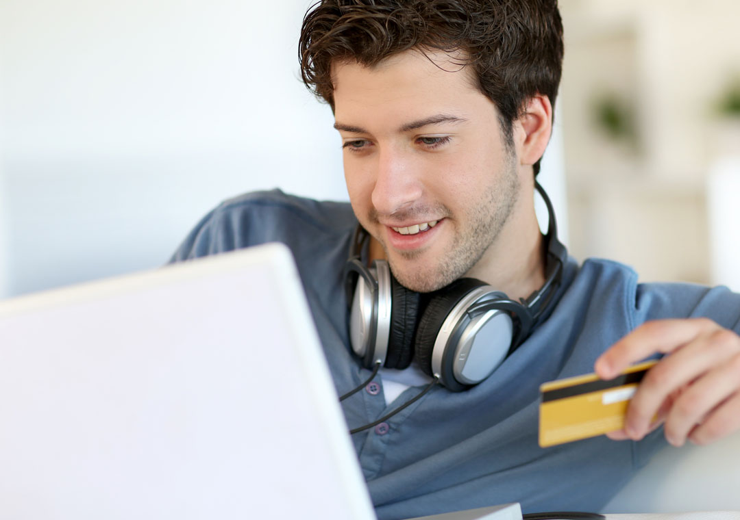 customer loyalty depiction buying in online shopping holding credit card