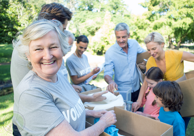 family volunteering for cleanup recycling project