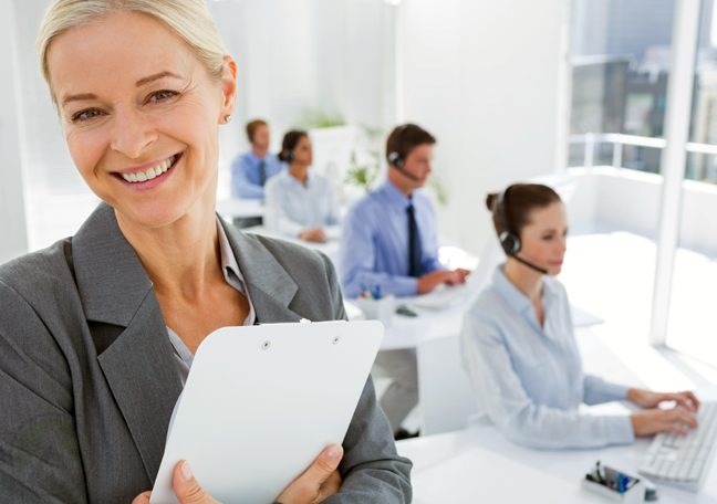 call center manager with customer service team