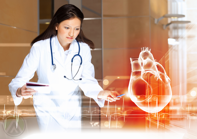 doctor using virtual user interface human heart