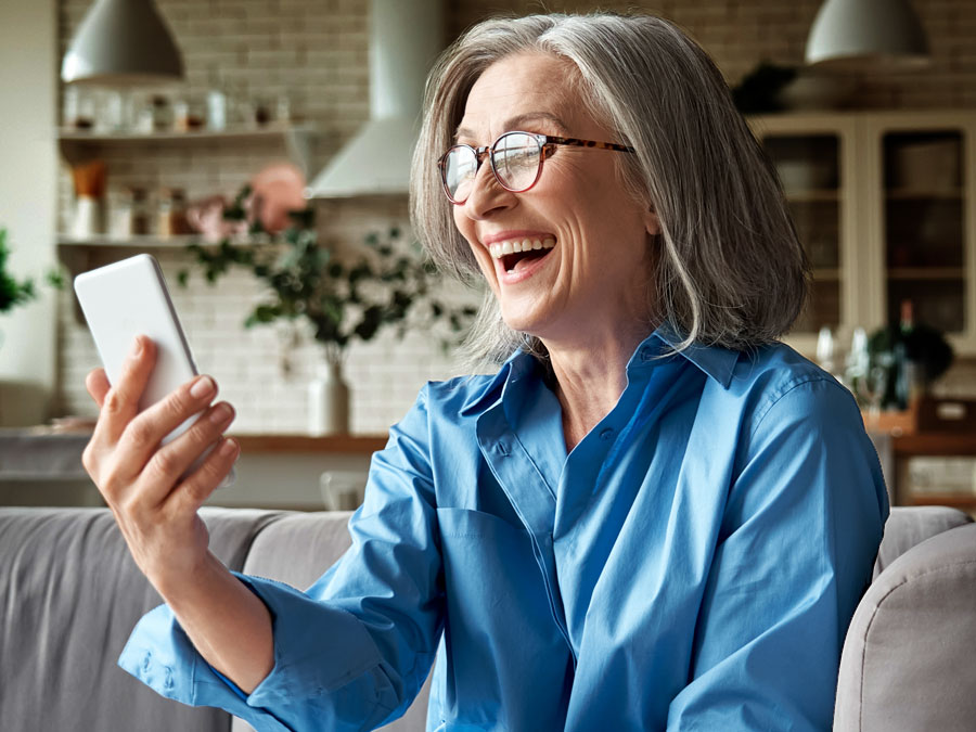 excellent customer support depiction delighted customer woman using phone
