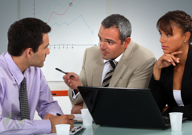 serious company executives in business meeting 