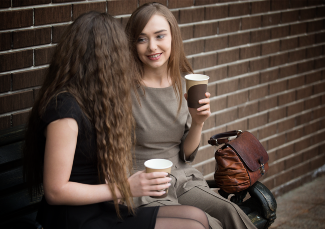 young women having coffee