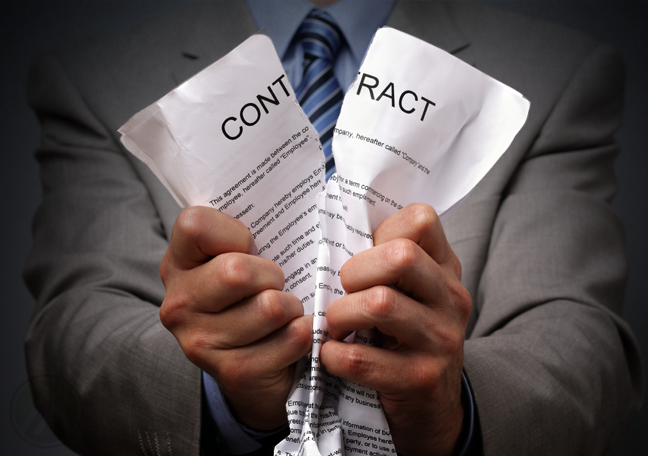 businessman ripping contract