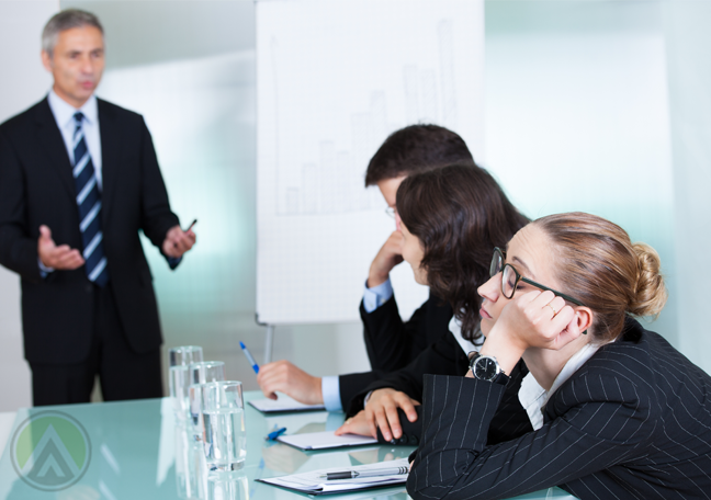 employee asleep during business meeting