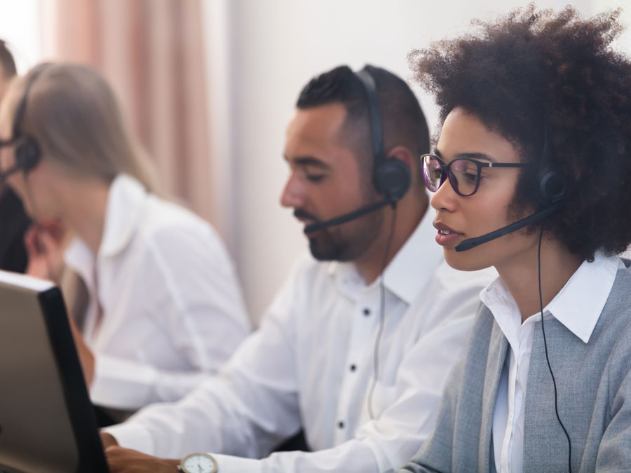 multicultural customer service agents in call center