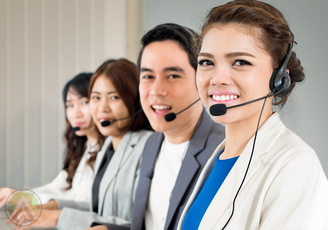 young customer service team busy at work