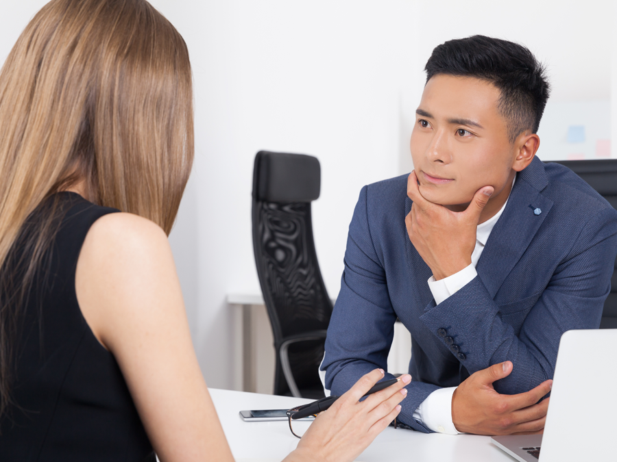 call center team leader engrossed in customer service agent story