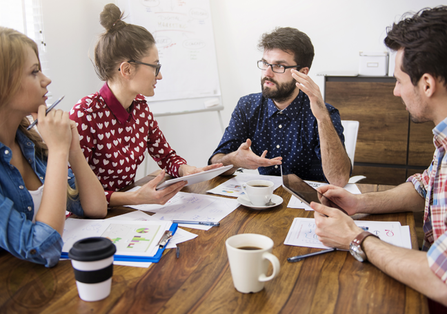 business meeting among small team