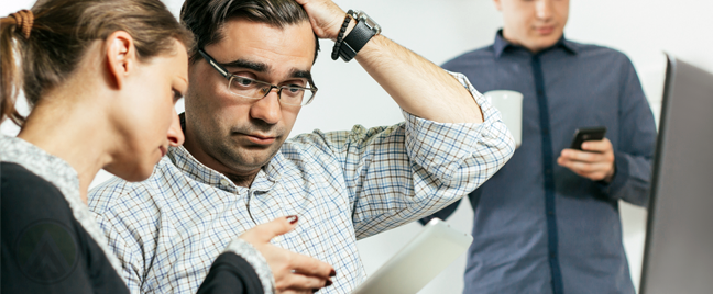 problematic worried business team in meeting