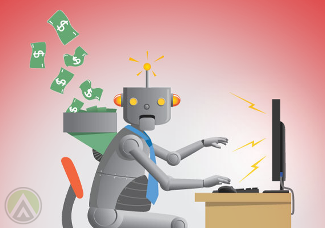 robot using computer funneling money
