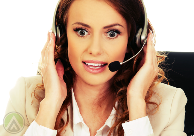 surprised call center worker