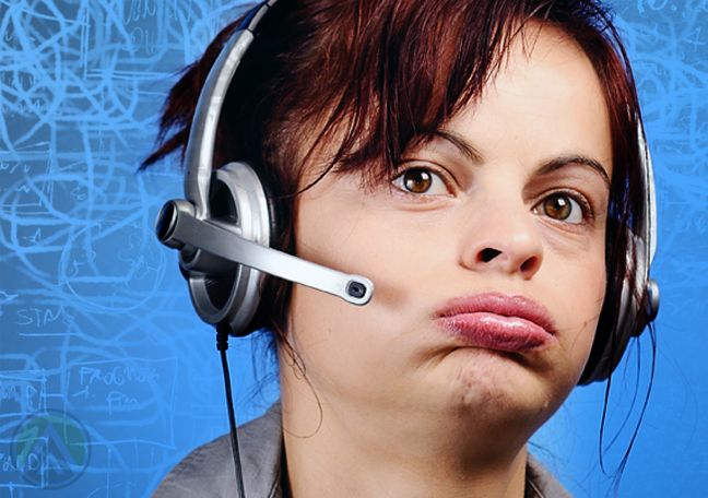 disappointed customer service agent looking listless