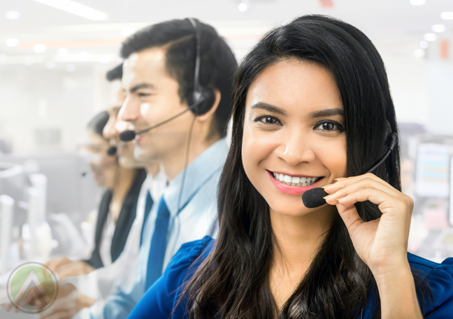 smiling female customer service agent call center coworkers smiling female customer service agent call center coworkers