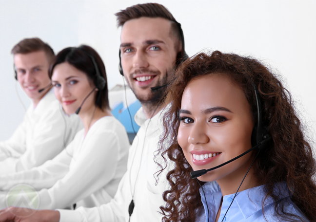 diverse call center team looking