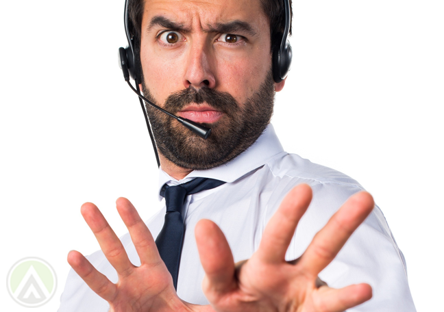 unsure call center agent looking confused