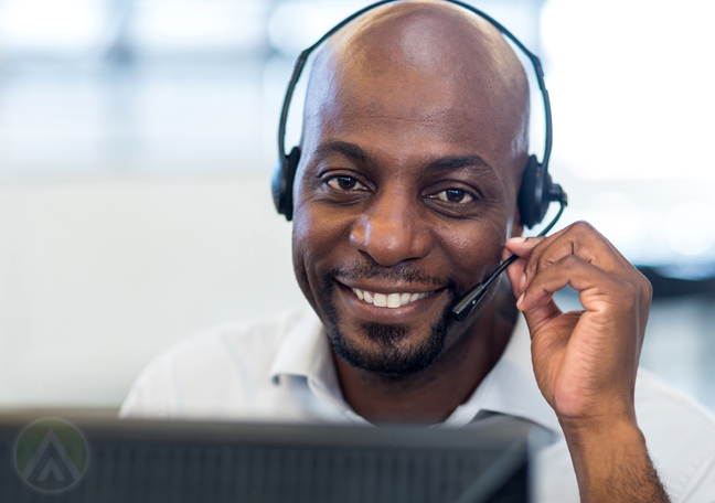 intelligent call center agent assisting customer service caller