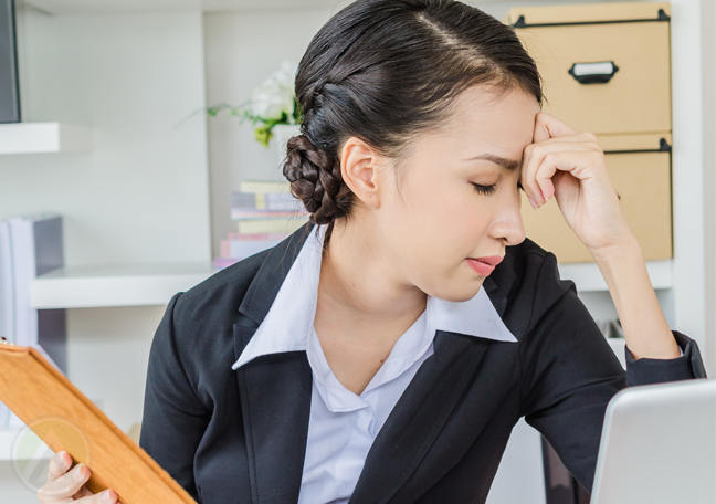 office employee having headache