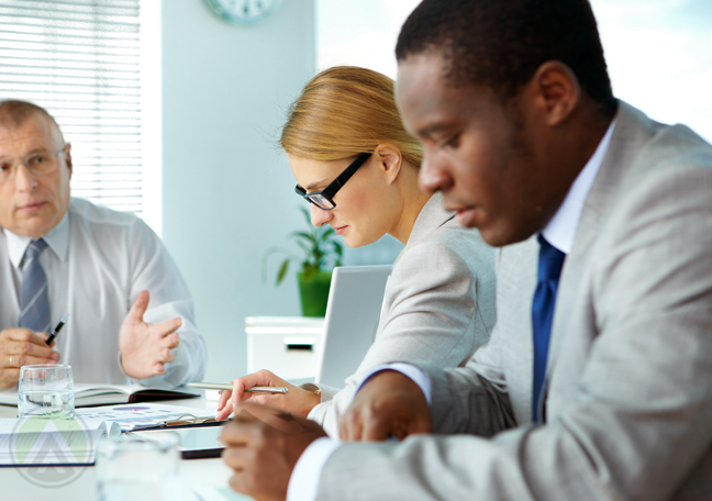 customer service reps serious business meeting call center team leader 