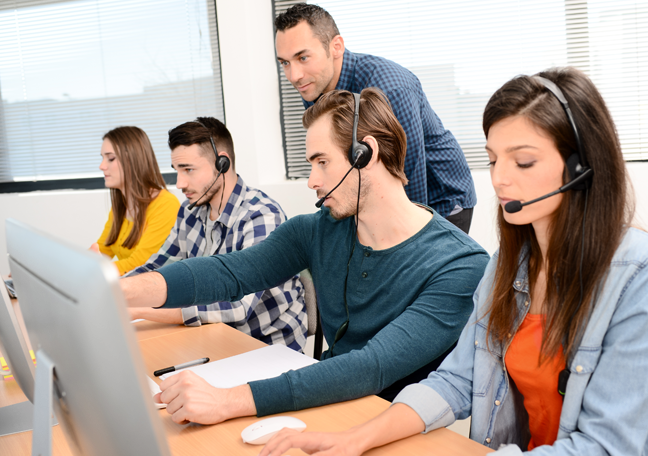 young group call center reps managed by team leader young group call center reps managed by team leader