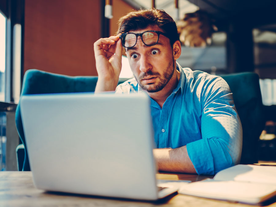 call center leadership surprised by laptop