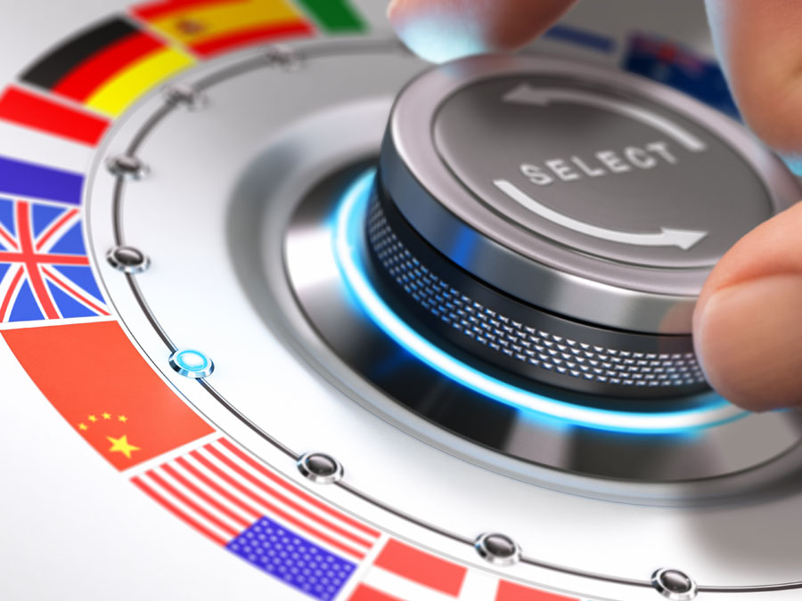 chinese market business localization marketing depiction businessman turning dial with country flags
