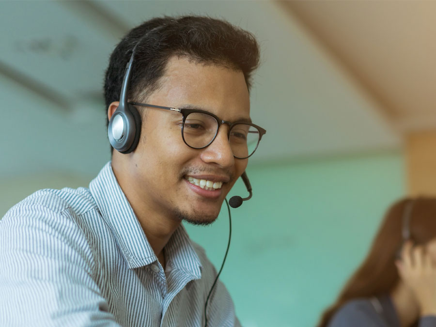 smiling call center agent