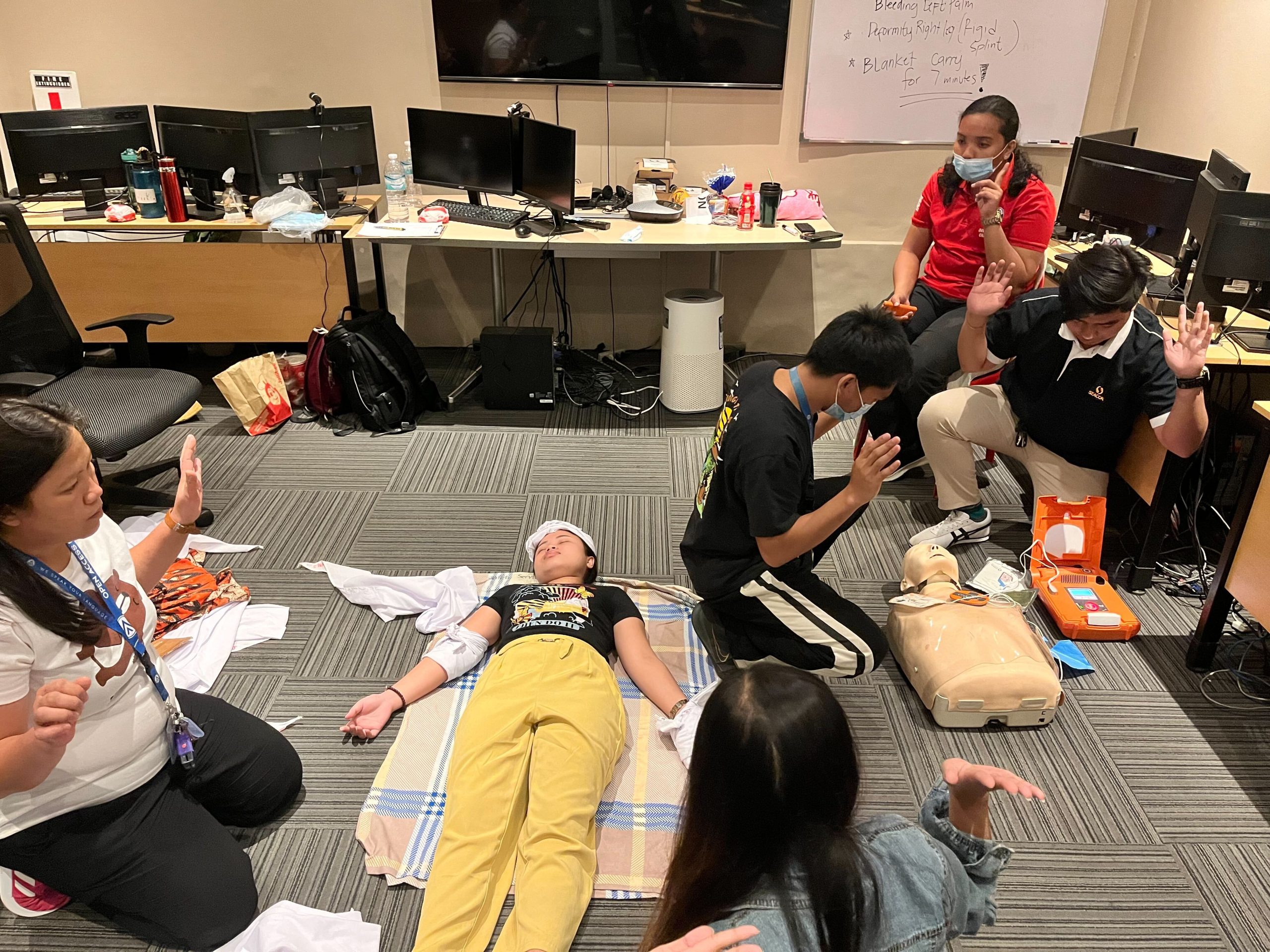 Open Access BPO Davao employees taking first aid course from the Philippine Red Cross